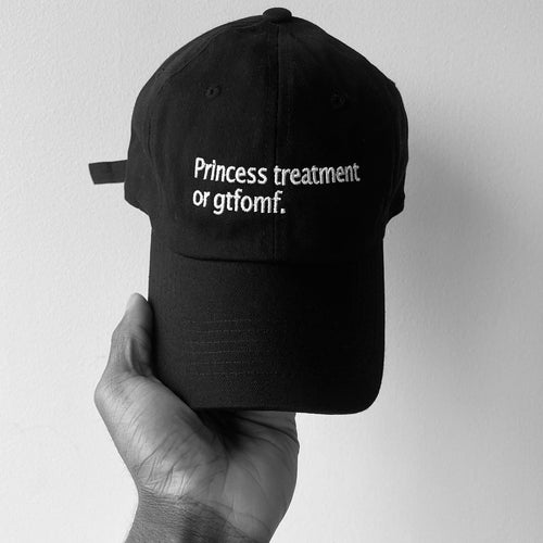 “PRINCESS TREATMENT” adjustable dad hat (Black/white)